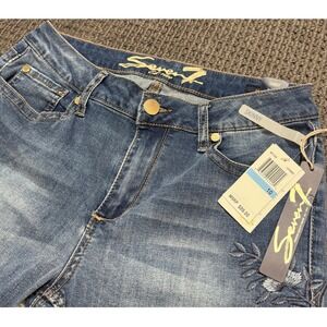 Seven7 Latimer Skinny Jeans Womens 10 Floral Embroidered Stretch MY1258 NWT